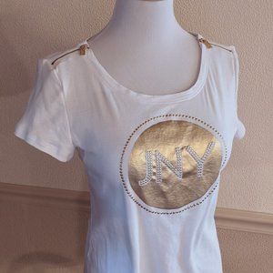 Jones New York Zip-Shoulder Logo Tee T-Shirt